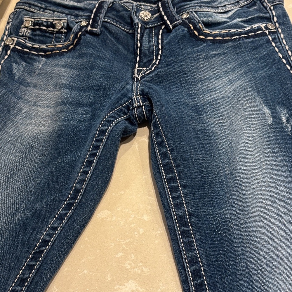 Miss Me Indigo Boot Cut Jeans with Embellished Pockets - Picture 3 of 13